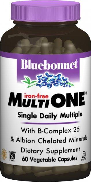 Мультивитамины без железа Bluebonnet Nutrition Multi ONE 60 капсул,  ml, Bluebonnet Nutrition. Complejos vitaminas y minerales. General Health Immunity enhancement 