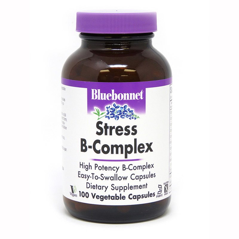 Витамины и минералы Bluebonnet Stress B-Complex, 100 вегакапсул,  мл, Bluebonnet Nutrition. Витамины и минералы. Поддержание здоровья Укрепление иммунитета 