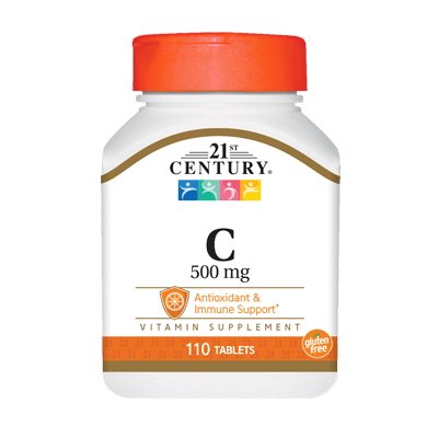 Витамины и минералы 21st Century Vitamin C 500 mg, 110 таблеток,  мл, 21st Century. Витамины и минералы. Поддержание здоровья Укрепление иммунитета 