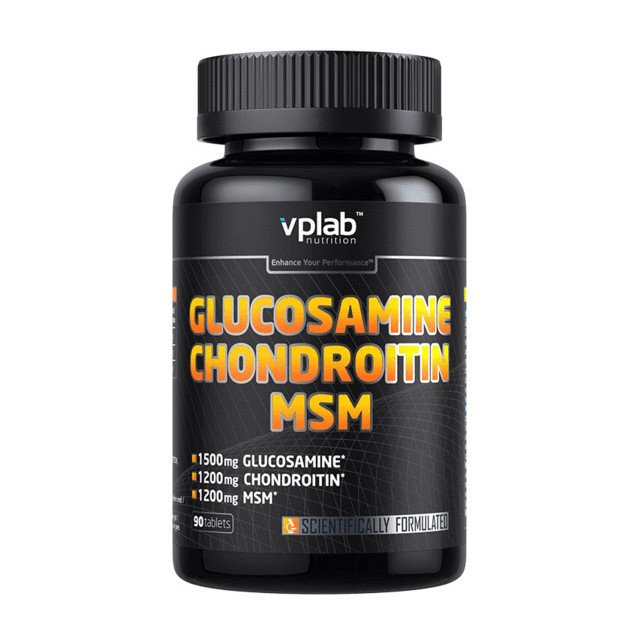 Глюкозамин хондроитин МСМ VP Lab Glucosamine & Chondroitin MSM (90 tabs) вп лаб,  мл, VPLab. Хондропротекторы. Поддержание здоровья Укрепление суставов и связок 