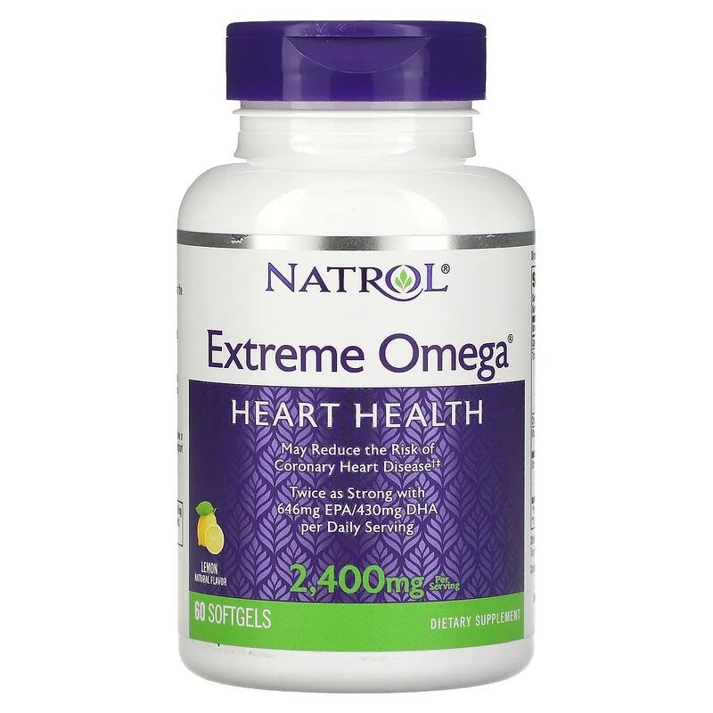 Жирные кислоты Natrol Omega Extreme, 60 капсул Лимон,  мл, Natrol. Жирные кислоты (Omega). Поддержание здоровья 