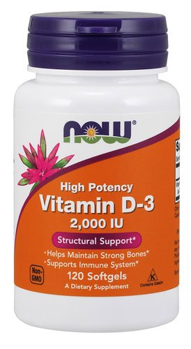 NOW Vitamin D-3 2000 IU 120 капс Без вкуса,  мл, Now. Витамин D. 