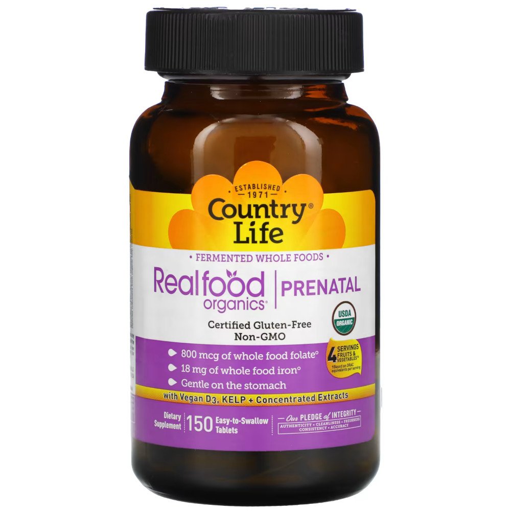 Витамины и минералы Country Life Realfood Organics Prenatal, 150 таблеток,  ml, Country Life. Vitamins and minerals. General Health Immunity enhancement 