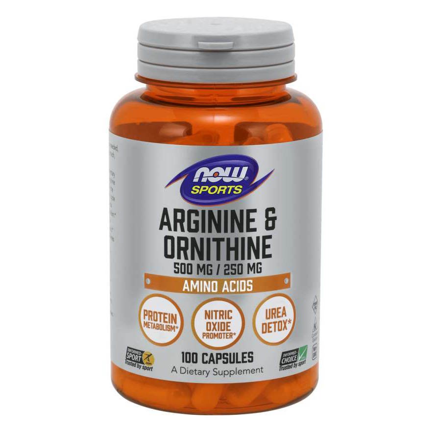 Аминокислота NOW Arginine and Ornithine, 100 капсул,  ml, Now. Aminoácidos. 