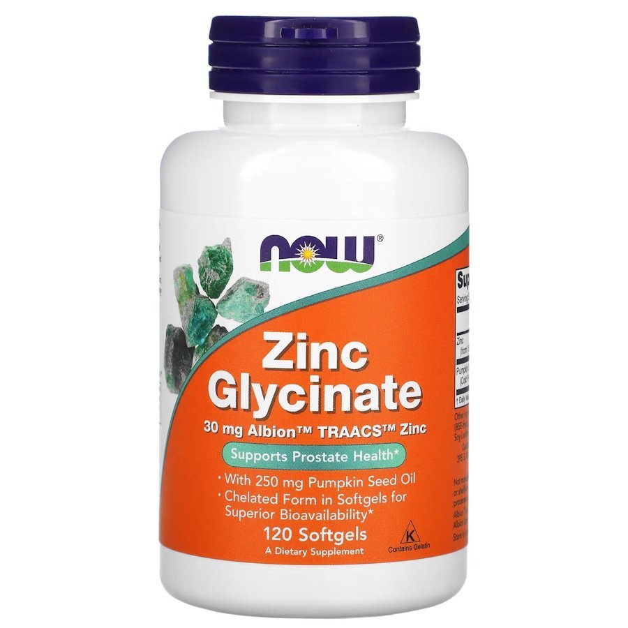 Витамины и минералы NOW Zinc Glycinate 30 mg, 120 капсул,  мл, Now. Витамины и минералы. Поддержание здоровья Укрепление иммунитета 