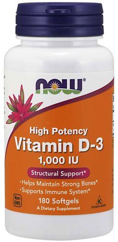 NOW Vitamin D-3 1000 IU 180 капс Без вкуса,  мл, Now. Витамин D. 