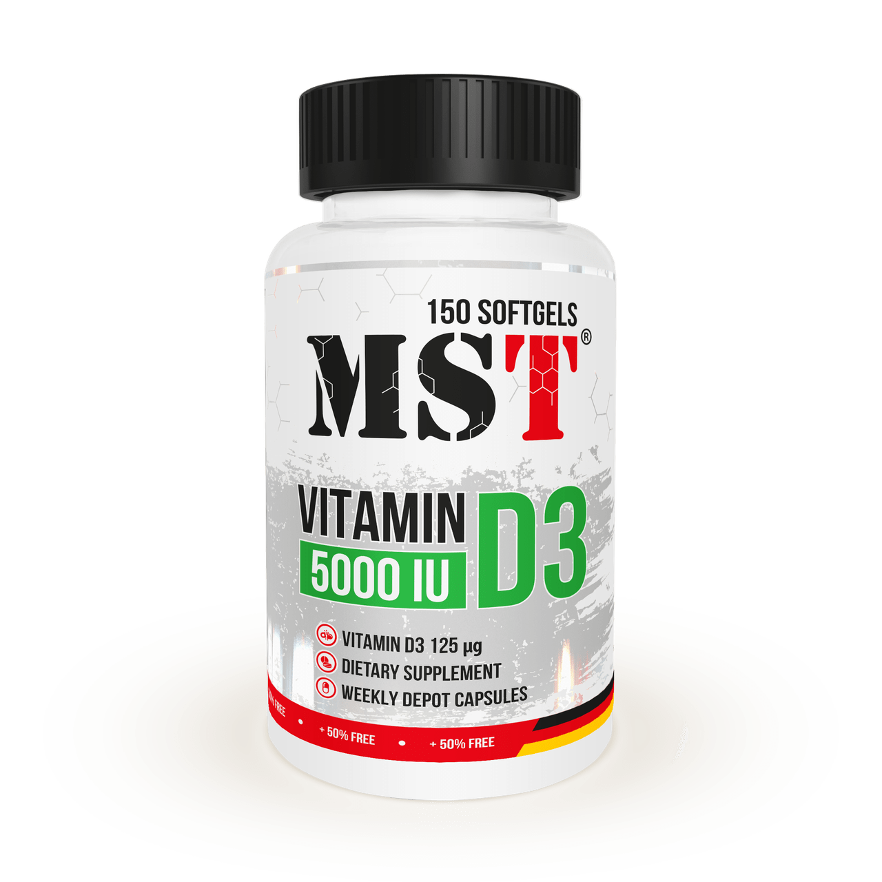 MST Nutrition Vitamin D3 5000 IU 150 caps,  ml, MST Nutrition. Vitamins and minerals. General Health Immunity enhancement 
