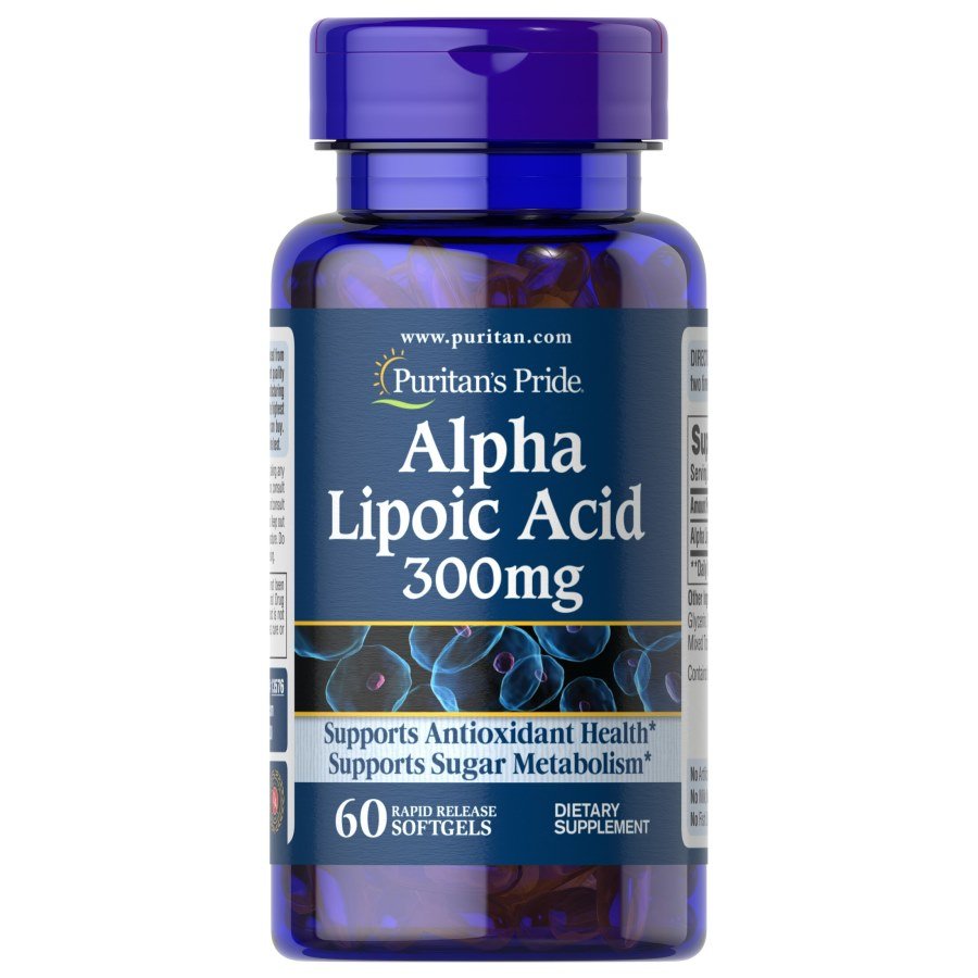 Puritan's Pride Витамины и минералы Puritan's Pride Alpha Lipoic Acid 300 mg, 60 гелевых капсул, , 
