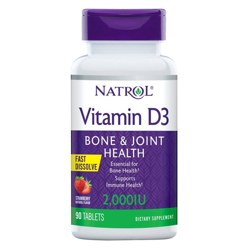 Витамины и минералы Natrol Vitamin D3 2000 IU Fast Dissolve, 90 таблеток,  мл, Natrol. Витамины и минералы. Поддержание здоровья Укрепление иммунитета 