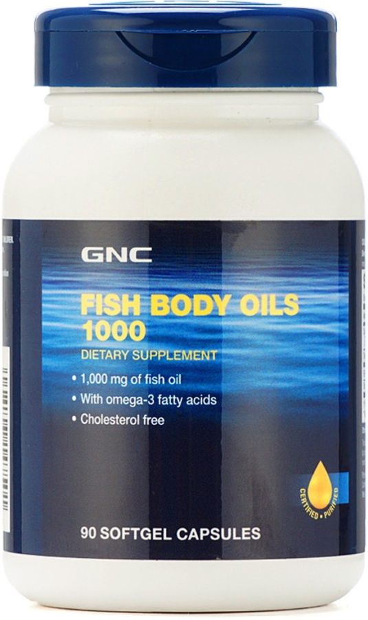 Жирные кислоты GNC Fish Body Oils 1000, 90 капсул,  ml, GNC. Fats. General Health 