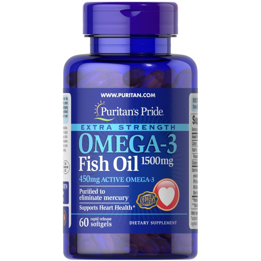 Puritan's Pride Жирные кислоты Puritan's Pride Omega 3 Fish Oil 1500 mg Extra Strength, 60 капсул, , 