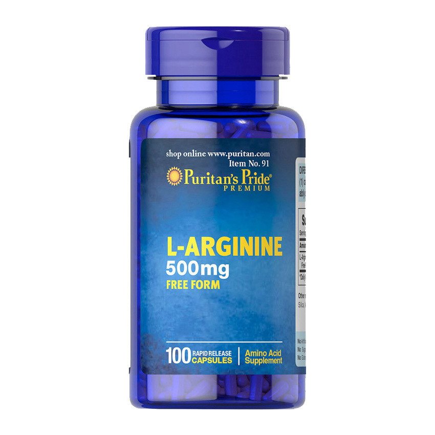Амінокислота Puritan's Pride L-Arginine 500 mg 100 caps,  ml, Puritan's Pride. Amino Acids. 
