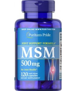 MSM 500 mg, 120 шт, Puritan's Pride. Хондропротекторы. Поддержание здоровья Укрепление суставов и связок 