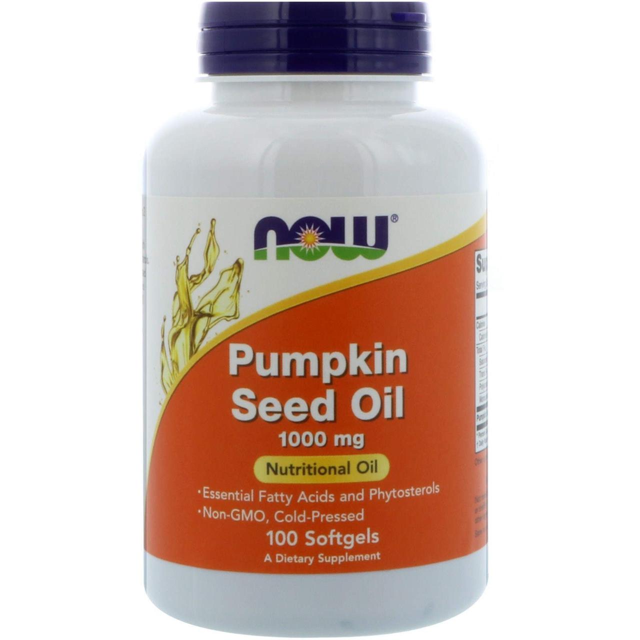 Тыквенное масло NOW Foods Pumpkin Seed Oil 1000 mg 100 Softgels,  ml, Now. Omega 3 (Aceite de pescado). General Health Ligament and Joint strengthening Skin health CVD Prevention Anti-inflammatory properties 