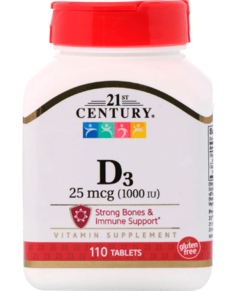Вітамін D3 21st Century High Potency 1000 IU 110 tabs,  мл, 21st Century. Витамины и минералы. Поддержание здоровья Укрепление иммунитета 