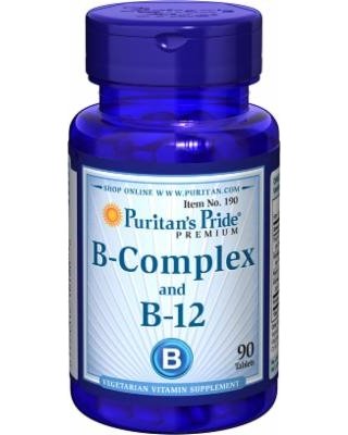 B-Complex and B-12, 90 pcs, Puritan's Pride. Vitamin B. General Health 