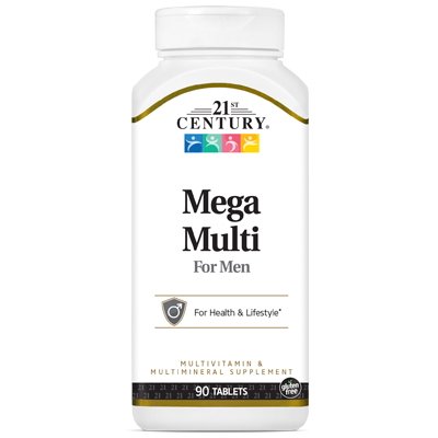 Витамины и минералы 21st Century Mega Multi for Men, 90 таблеток,  мл, 21st Century. Витамины и минералы. Поддержание здоровья Укрепление иммунитета 