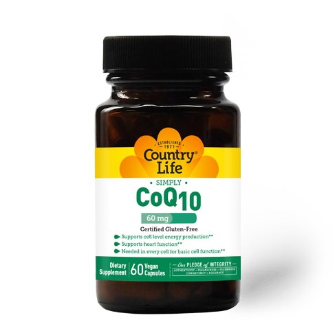 Натуральная добавка Country Life CoQ10 60 mg, 60 вегакапсул,  ml, Country Life. Natural Products. General Health 