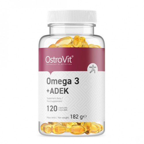 OstroVit Omega 3 + ADEK 120 caps,  ml, OstroVit. Omega 3 (Aceite de pescado). General Health Ligament and Joint strengthening Skin health CVD Prevention Anti-inflammatory properties 