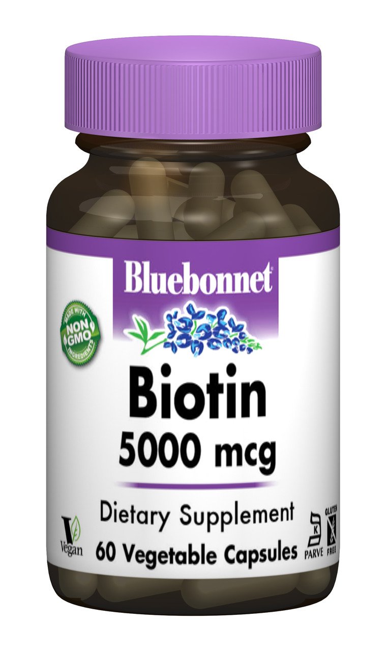 Биотин (B7) 5000мкг, Bluebonnet Nutrition, 60 гелевых капсул,  мл, Bluebonnet Nutrition. Витамин B. Поддержание здоровья 