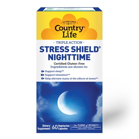 Восстановитель Country Life Stress Shield Nighttime, 60 капсул,  мл, Corrupt Pharmaceuticals. Послетренировочный комплекс. Восстановление 
