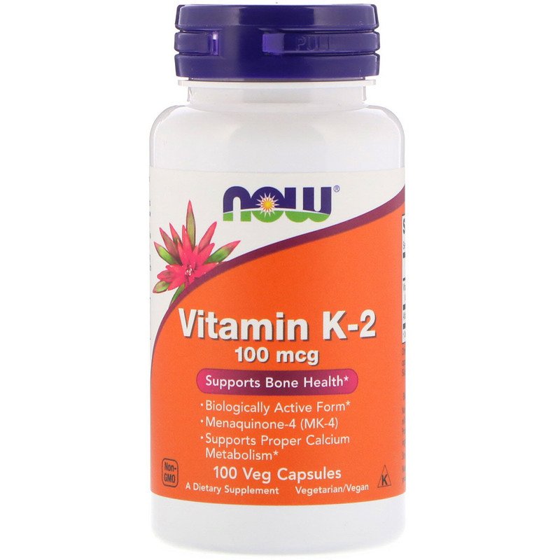 NOW Foods Vitamin K-2 100 mcg 100 Veg Caps,  мл, Now. Витамины и минералы. Поддержание здоровья Укрепление иммунитета 