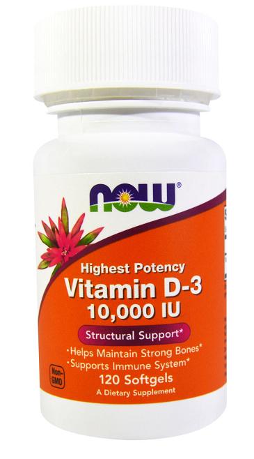 Vitamin D-3 10000 IU, 120 шт, Now. Витамин D. 