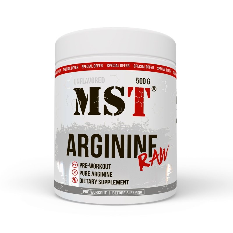 Предтренировочный комплекс MST Arginine RAW, 500 грамм,  ml, MST Nutrition. Pre Entreno. Energy & Endurance 