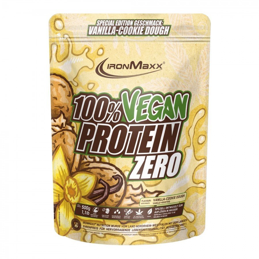 Протеин IronMaxx 100% Vegan Protein, 500 грамм Ванильное печенье,  мл, IronMaxx. Протеин. Набор массы Восстановление Антикатаболические свойства 