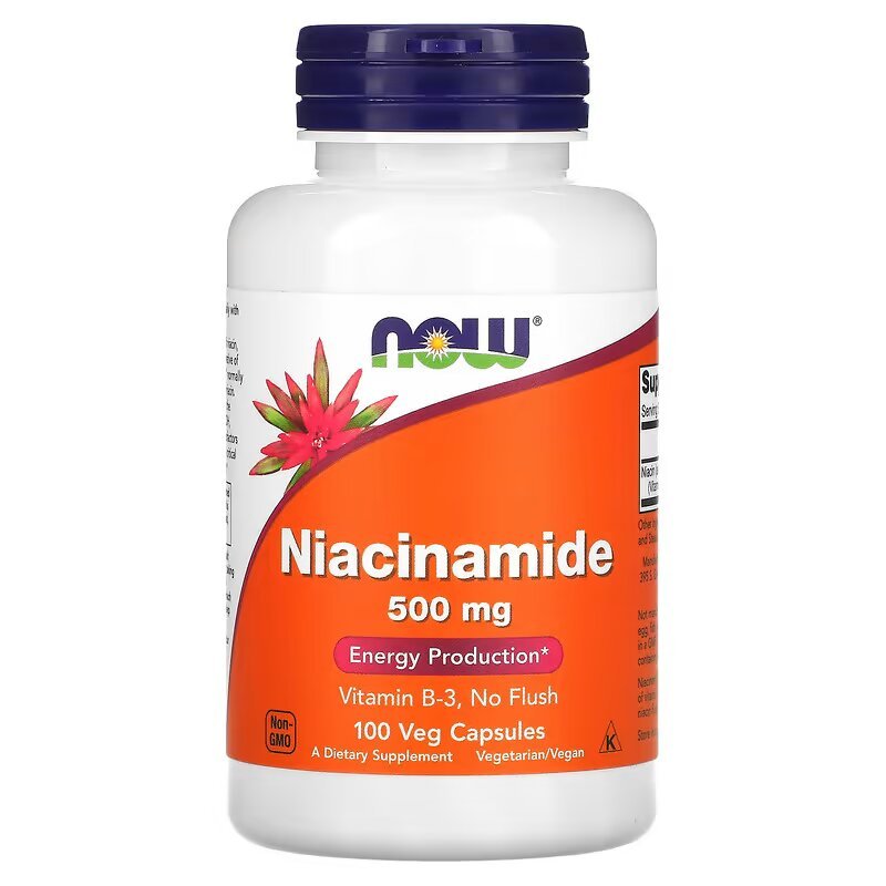 Витамины и минералы NOW Niacinamide 500 mg, 100 вегакапсул,  мл, Now. Витамины и минералы. Поддержание здоровья Укрепление иммунитета 