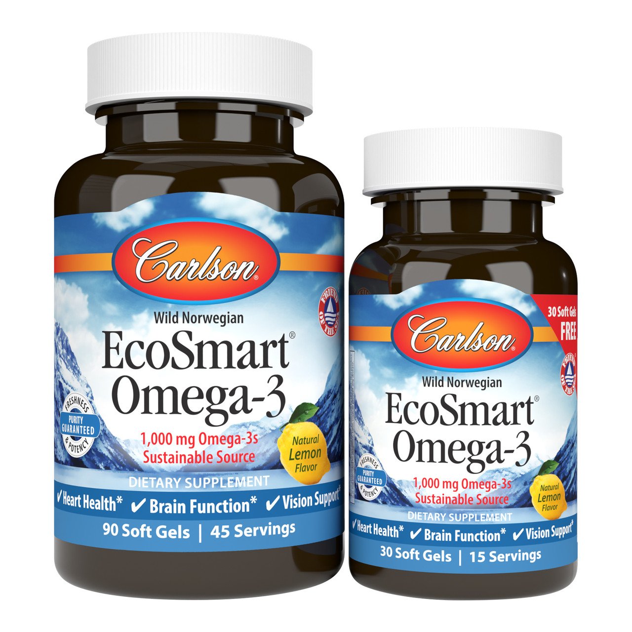 Жирные кислоты Carlson Labs EcoSmart Omega-3, 90+30 капсул,  ml, Carlson Labs. Fats. General Health 