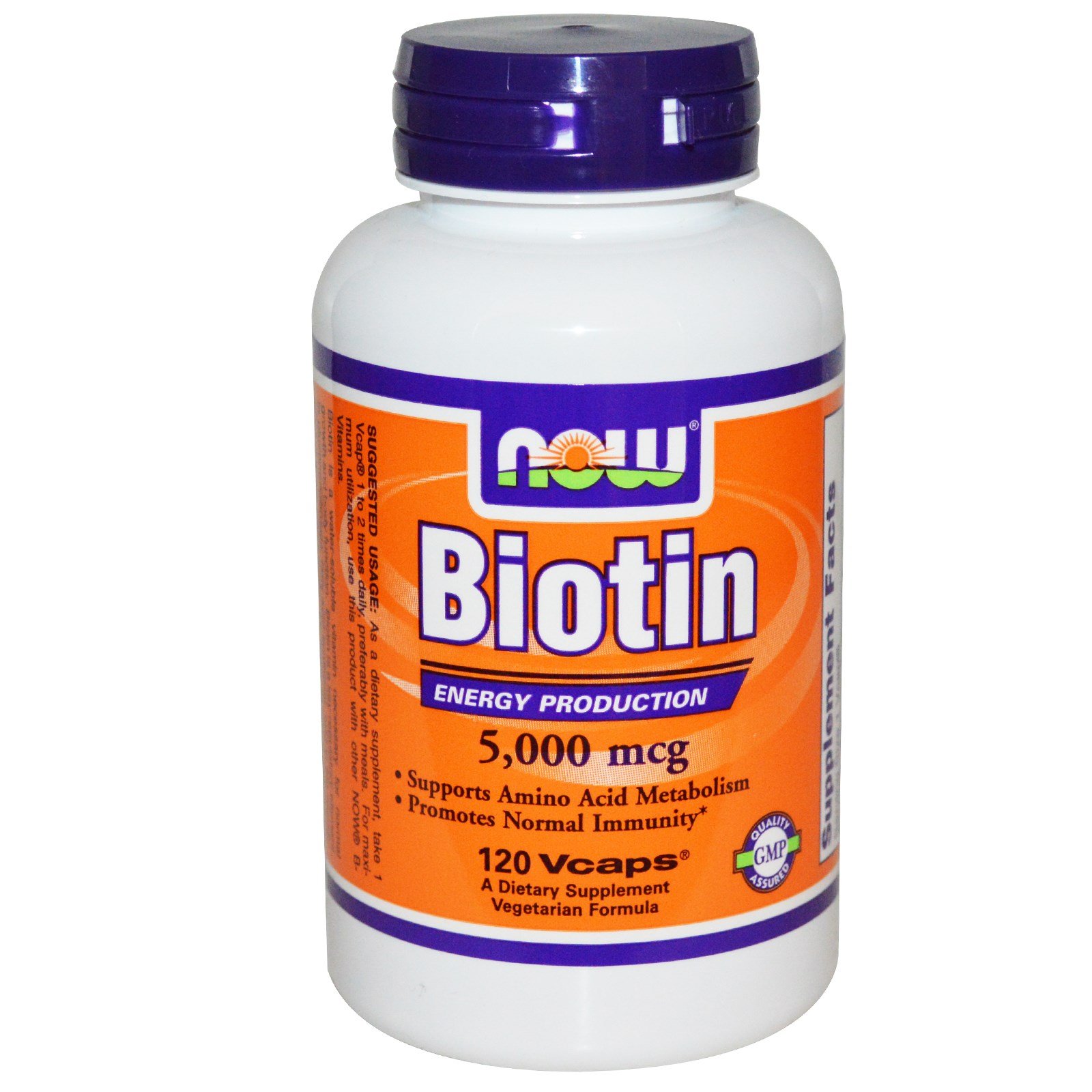 Biotin 5000 mcg, 120 шт, Now. Биотин. Снижение веса Поддержание здоровья Здоровье кожи Укрепление волос и ногтей Ускорение метаболизма 