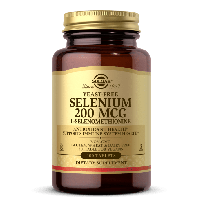 Solgar Селен, ( Селенометионин), Selenium, Yeast-Free, Solgar, 200 Мкг, 100 Таблеток, , 100 