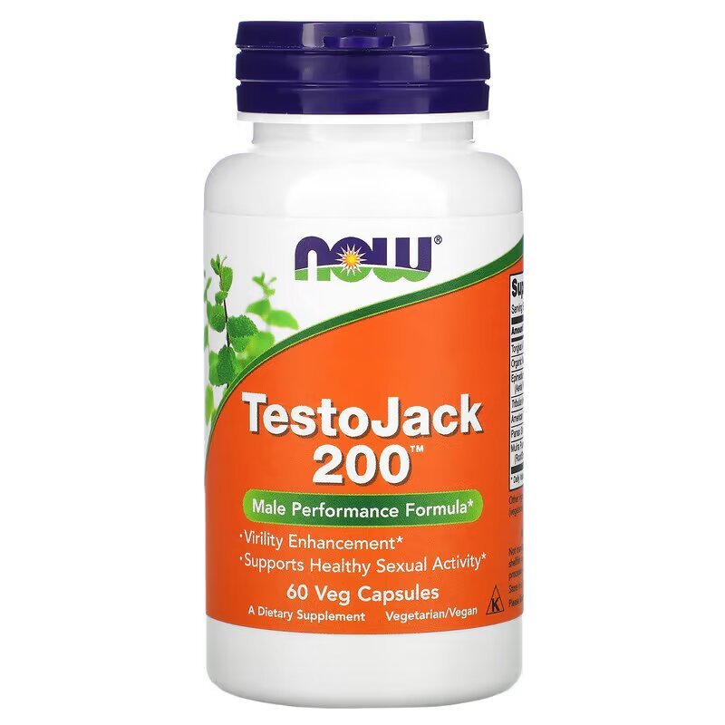 Стимулятор тестостерона NOW Testo Jack 200, 60 вегакапсул,  мл, Now. Бустер тестостерона. Поддержание здоровья Повышение либидо Aнаболические свойства Повышение тестостерона 