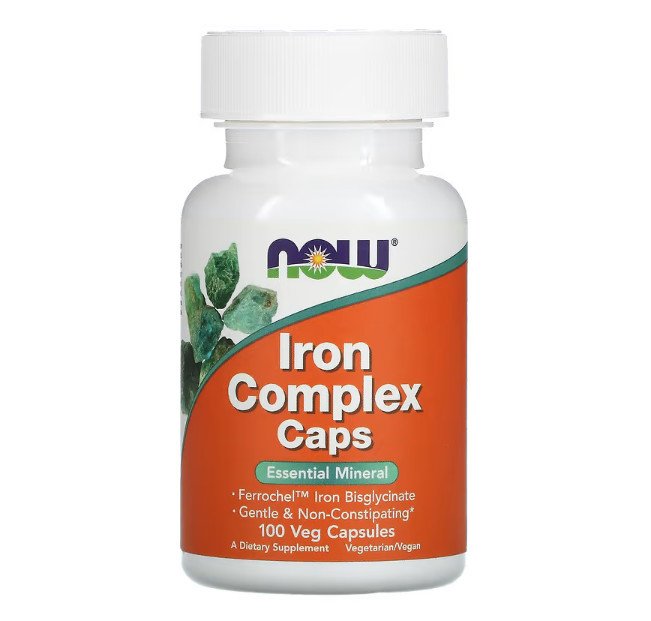 NOW Foods Iron Complex 100 caps,  мл, Now. Витамины и минералы. Поддержание здоровья Укрепление иммунитета 