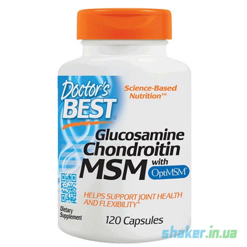 Глюкозамин хондроитин МСМ Doctor's BEST Glucosamine Chondroitin with MSM (120 капс) доктогр бест,  мл, Doctor's BEST. Хондропротекторы. Поддержание здоровья Укрепление суставов и связок 