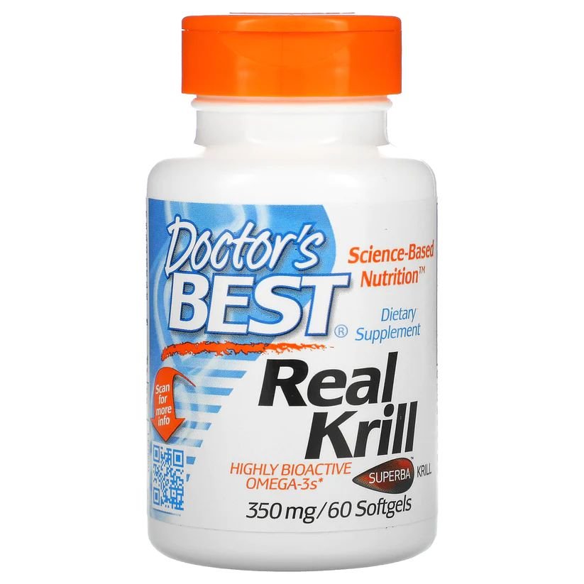 Жирные кислоты Doctor's Best Real Krill 350 mg, 60 капсул,  ml, Doctor's BEST. Fats. General Health 