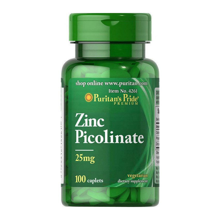 Цинк пиколинат Puritan's Pride Zinc Picolinate 25 mg (100 таб) пуританс прайд,  мл, Puritan's Pride. Цинк Zn, Цинк. Поддержание здоровья 