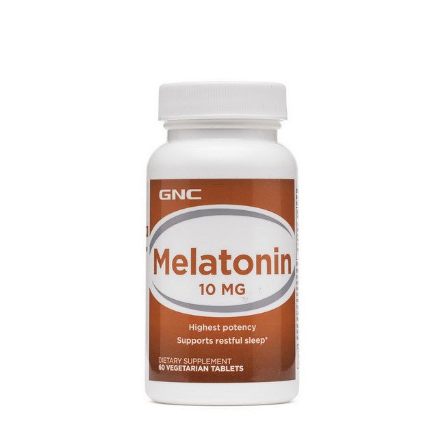 Мелатонін GNC Melatonin 10 мг 60 tabs (термін до 12/21р),  ml, GNC. Melatoninum. Improving sleep recuperación Immunity enhancement General Health 