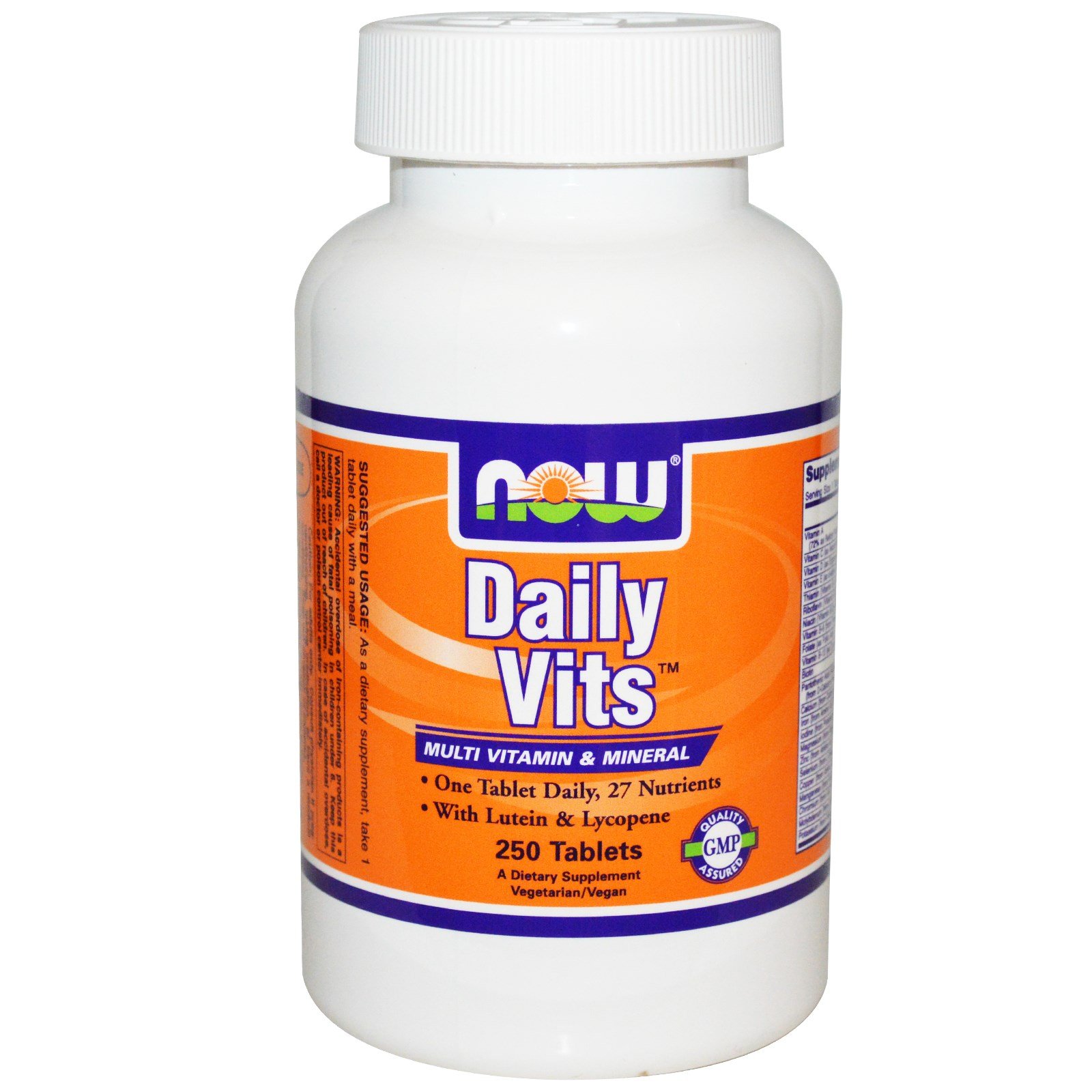 Daily Vits, 250 pcs, Now. Vitamin Mineral Complex. General Health Immunity enhancement 