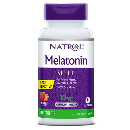 Восстановитель Natrol Melatonin 10mg Fast Dissolve, 60 таблеток Клубника,  мл, Nanox. Послетренировочный комплекс. Восстановление 