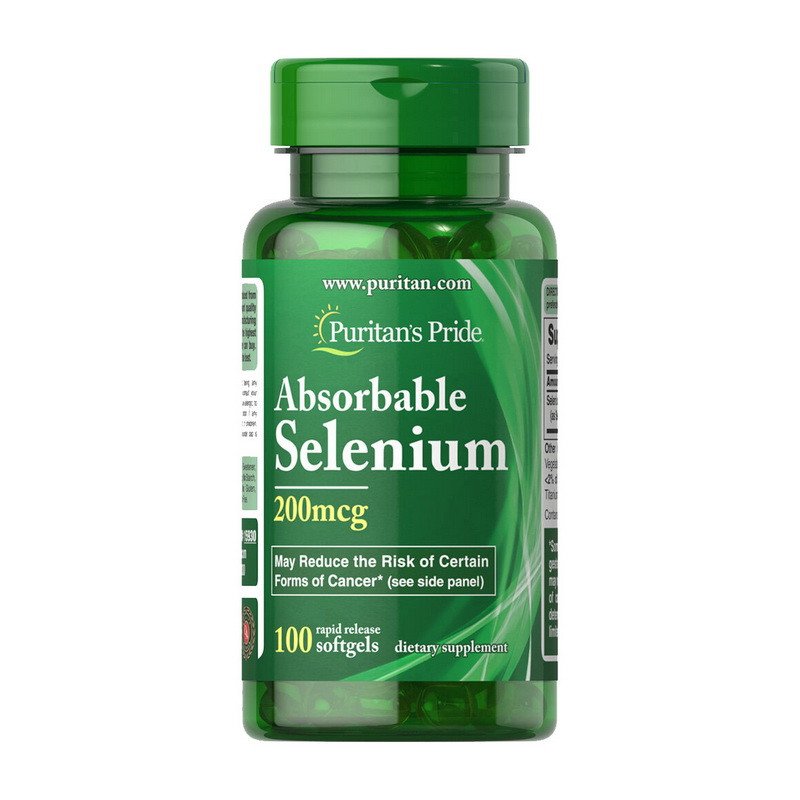 Селен Puritan's Pride Absorbable Selenium 200 mg 100 капсул,  ml, Puritan's Pride. Selenium. General Health Immunity enhancement Skin health Strengthening hair and nails 