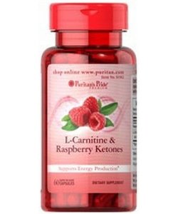 L-Carnitine & Raspberry Ketones, 60 шт, Puritan's Pride. L-карнитин. Снижение веса Поддержание здоровья Детоксикация Стрессоустойчивость Снижение холестерина Антиоксидантные свойства 