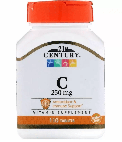 21st Century Vitamin C 250 mg 110 Tabs,  мл, 21st Century. Витамины и минералы. Поддержание здоровья Укрепление иммунитета 