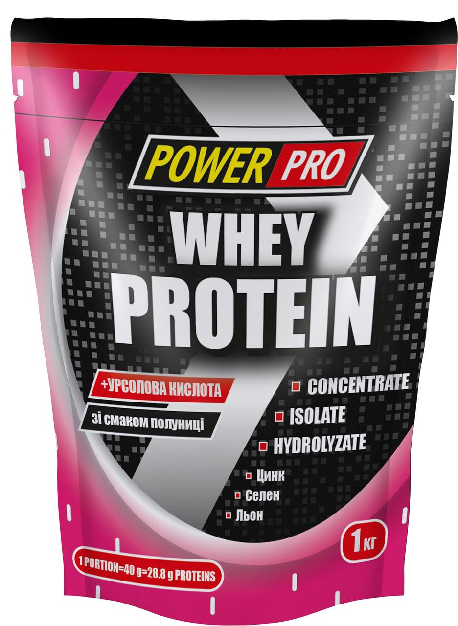 Сывороточный протеин концентрат Power Pro Whey protein (1 кг) павер про вей полуниця,  мл, Power Pro. Сывороточный концентрат. Набор массы Восстановление Антикатаболические свойства 