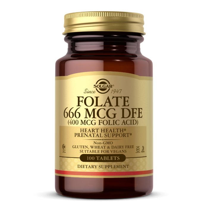 Витамины и минералы Solgar Folate 666 mcg (Folic Acid 400 mcg), 100 таблеток,  мл, Solgar. Витамины и минералы. Поддержание здоровья Укрепление иммунитета 