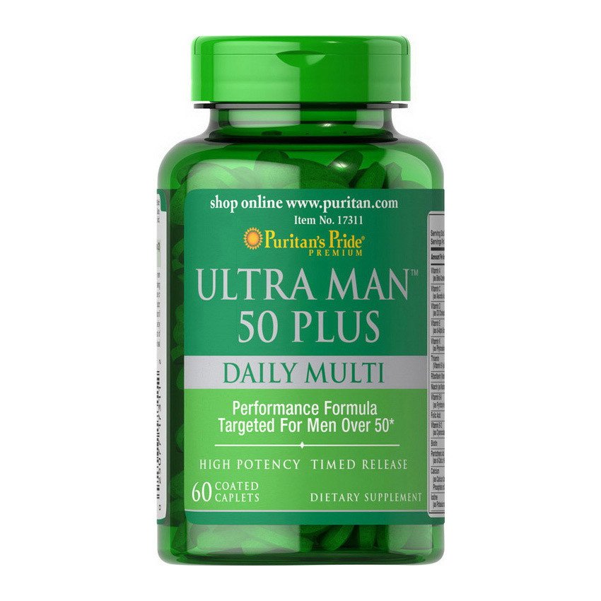 Вітамінно-мінеральний комплекс Puritan's Pride Ultra Man 50 Plus 60 caps,  ml, Puritan's Pride. Vitamins and minerals. General Health Immunity enhancement 
