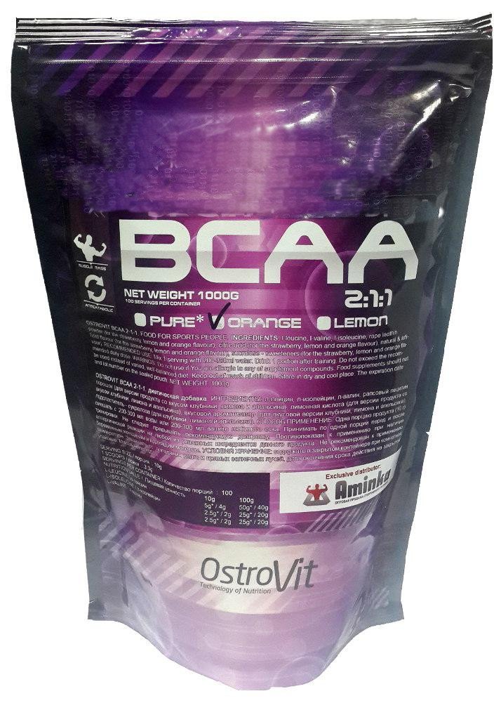 Extra Pure BCAA 2:1:1, 1000 г, OstroVit. BCAA. Снижение веса Восстановление Антикатаболические свойства Сухая мышечная масса 