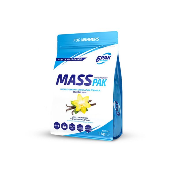 Гейнер 6PAK Nutrition Mass PAK, 1 кг Ваниль,  ml, 6PAK Nutrition. Gainer. Mass Gain Energy & Endurance recovery 