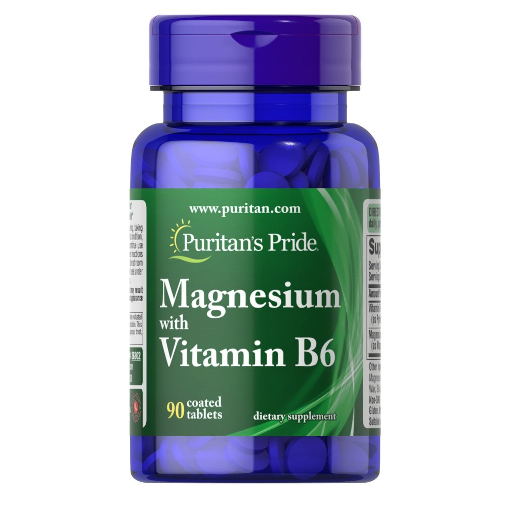 Puritan's Pride Витамины и минералы Puritan's Pride Magnesium with Vitamin B6, 90 таблеток, , 